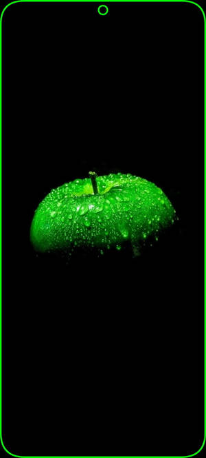 Vibrant Green Apple On Redmi Note 9 Punch Hole Display Wallpaper