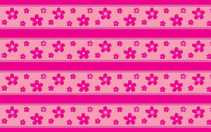 Vibrant Hot Pink Flower Amidst Lines Pattern Wallpaper