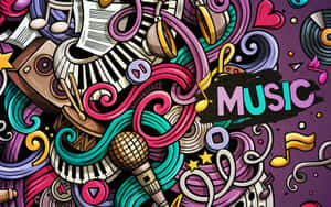 Vibrant Music Collage Art Wallpaper