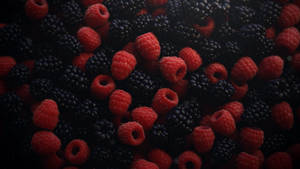 Vibrant Red And Black Raspberries In A Natural Setting Wallpaper