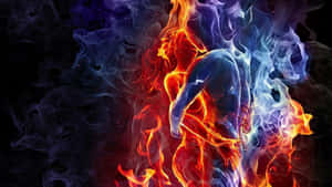 Vibrant Red And Blue Fire Wallpaper