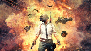Victor Triumphing In Pubg Explosion Scene At 1366x768 Resolution. Wallpaper
