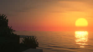 View Of The Stunning Minecraft Sunset Wallpaper