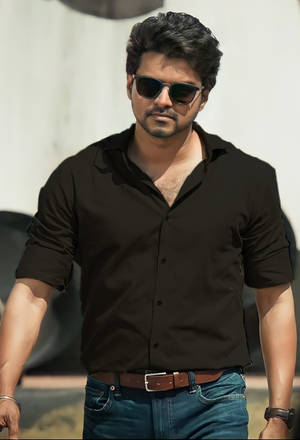 Vijay, The Renowned Indian Actor Pictured On New 2021 Film Set. Wallpaper