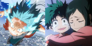 Villain Deku With Mom Scene Collage Wallpaper