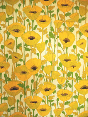 Vintage 60s Blooming Yellow Flowers Wallpaper