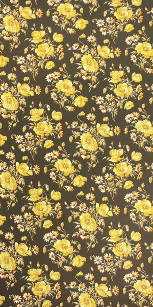 Vintage 60s Golden Flowers Pattern Wallpaper
