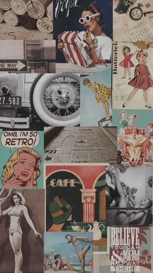 Vintage 90's Photo Collage Aesthetic Wallpaper