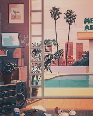 Vintage Anime Retro Pool Wallpaper