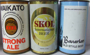 Vintage Beer Cans Collection Skol Wallpaper