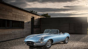 Vintage Blue Convertible Jaguar Car Wallpaper