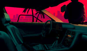 Vintage Car Interior Digital Illustration Wallpaper