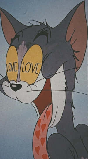 Vintage Cartoon Cat Love Struck Wallpaper