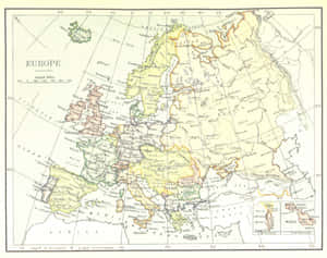 Vintage Comprehensive Map Of Europe Wallpaper