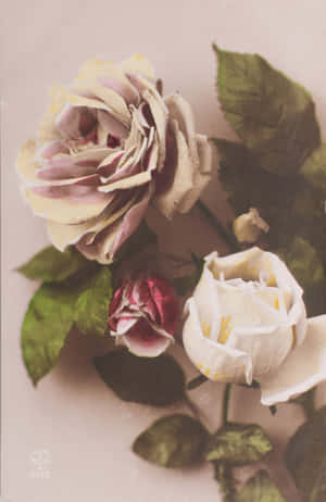 Vintage_ Faded_ Roses_1920s_ Style Wallpaper