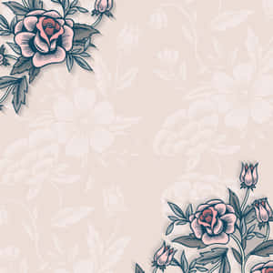 Vintage Flower Side Frames Wallpaper