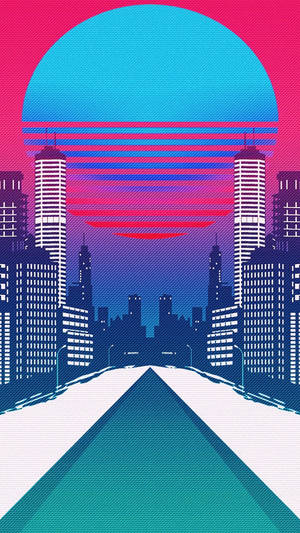 Vintage Iphone Retro Wave Tall Buildings Wallpaper