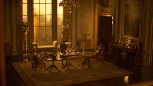 Vintage Miniature Dollhouse Interior Brown Aesthetic Wallpaper