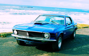 Vintage Mustang Hd On Beach Wallpaper