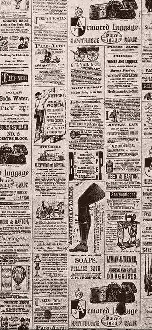 Vintage Newspaper Aesthetic Showcasing Antique Ads Wallpaper