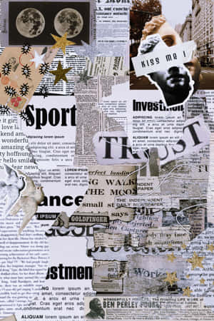 Vintage Newspaper And Cutouts Wallpaper