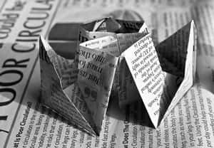 Vintage Newspaper Used As Origami Wallpaper