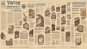 Vintage Newspaper With Many Different Pictures Wallpaper