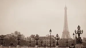 Vintage Paris Eiffel Tower View Wallpaper