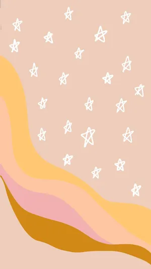 Vintage Peach White Stars Wallpaper