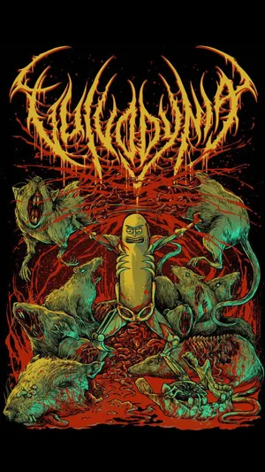 Vintage Pickle Rick With Rats Wallpaper