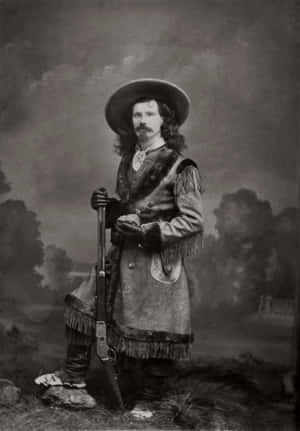 Vintage Portraitof Manwith Rifle Wallpaper