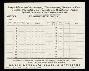 Vintage Progressive Whist Scorecard Wallpaper