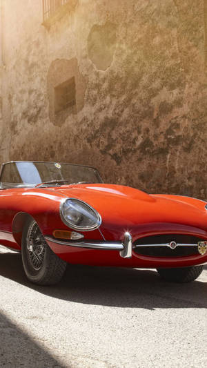 Vintage Red Convertible Jaguar Car Wallpaper