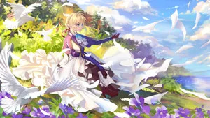 Violet Evergarden By The Shore Wallpaper