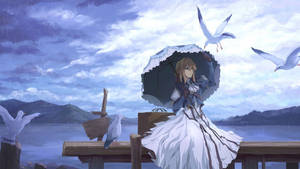 Violet Evergarden With Seagulls Wallpaper
