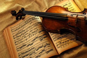 Violin Over Sheet Music 4k Wallpaper