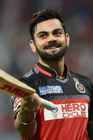 Virat Kohli Rcb With Bat Wallpaper