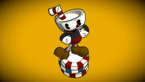 Vivid Cuphead In Yellow Wallpaper
