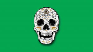 Vivid Green Day Of The Dead Skull Art Wallpaper
