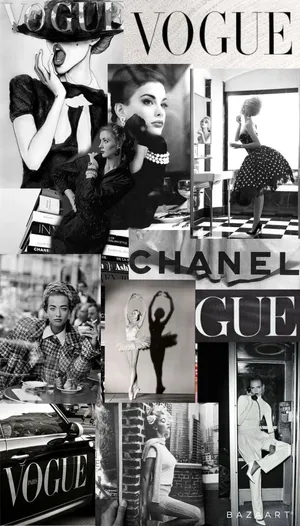 Vogue And Chanel Black Collage Wallpaper