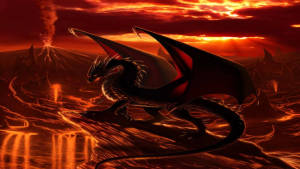 Volcano Fire Red Dragon Wallpaper