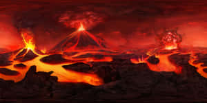 Volcano Lava Flowing Wallpaper