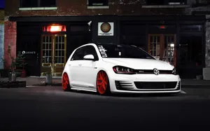 Volkswagen Golf, Gti, White, Front View Wallpaper