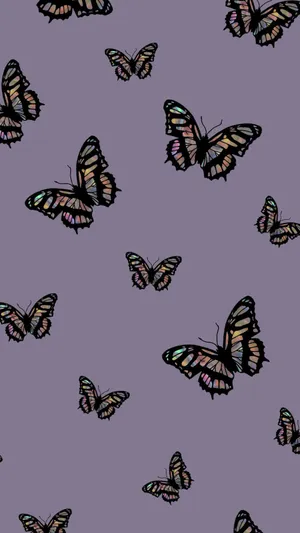 Vsco Butterflies In Purple Aesthetic Wallpaper
