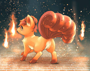 Vulpix With Firing Background Wallpaper