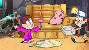 Waddles Sitting In The Sofa Wallpaper