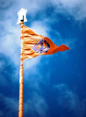 Waheguru Sikhism Symbol On Flag Wallpaper