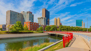 Walkway Over Toledo's Maumee River Wallpaper