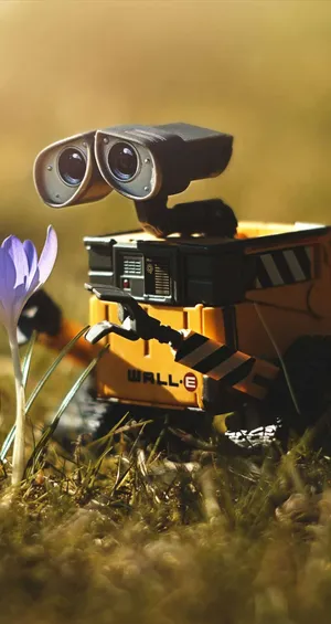 Wall E Iphone Picking Flower Wallpaper