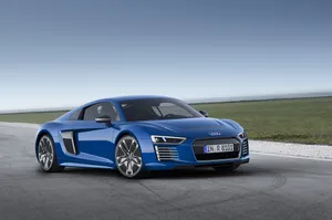Wallpaper Audi, R8, E-tron, Blue, Side View Wallpaper